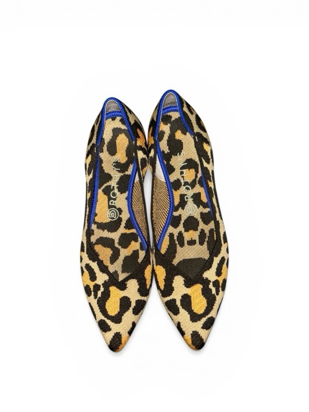 Rothy's The Point Big Cat Pointed Ballet Flats Womens 9.5 Knit Leopard Print